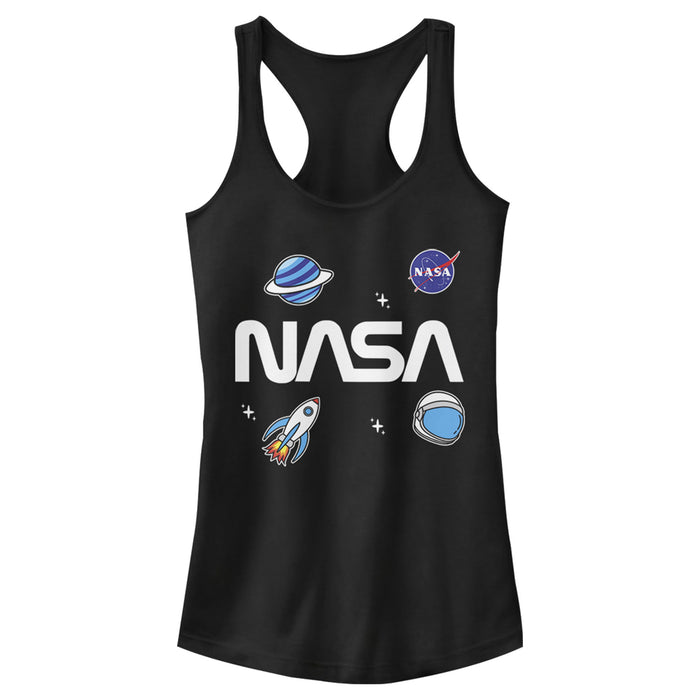 fifth sun Junior's NASA Logo Space Emoji Racerback Tank Top