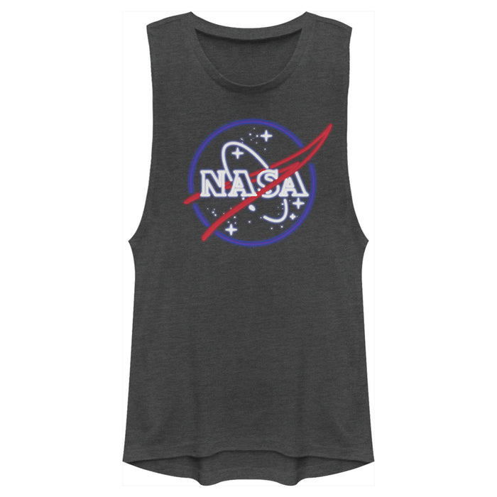 fifth sun Junior's NASA Neon Sign Classic Logo Festival Muscle Tee