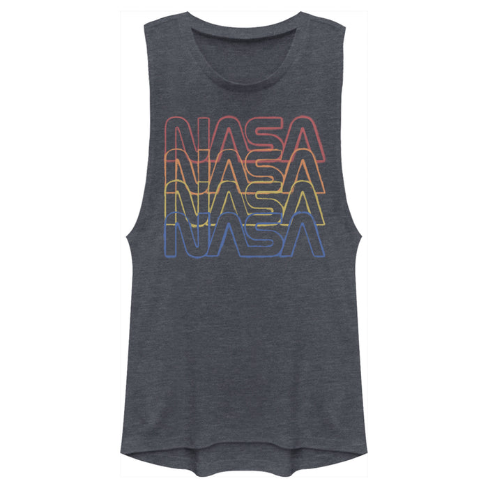 fifth sun Junior's NASA Rainbow Repeat Logo Festival Muscle Tee