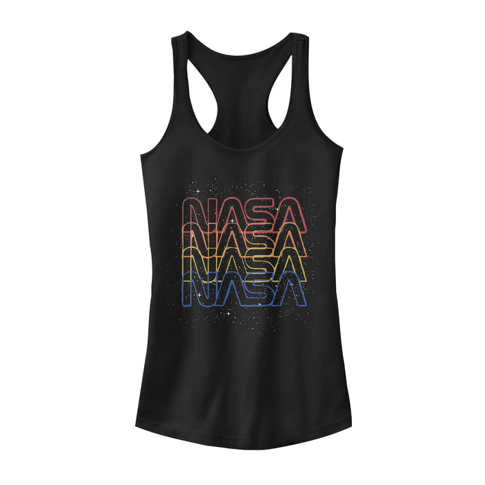 fifth sun Junior's NASA Rainbow Repeat Logo Racerback Tank Top