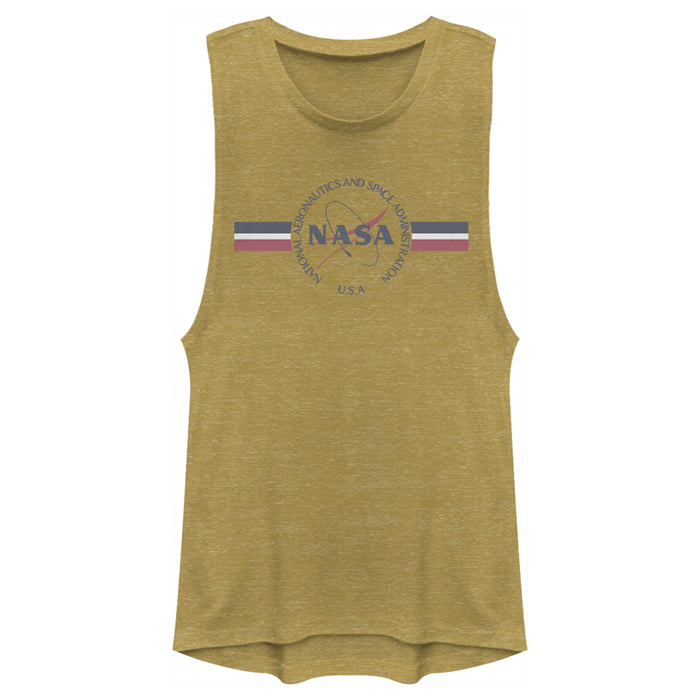 fifth sun Junior's NASA Red White And Blue Banner Logo Festival Muscle Tee