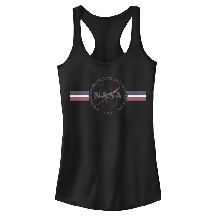 fifth sun Junior's NASA Red White And Blue Banner Logo Racerback Tank Top
