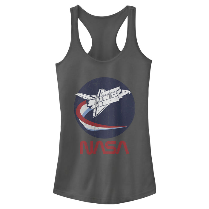 fifth sun Junior's NASA Shuttle Three Color Swoosh Circle Racerback Tank Top