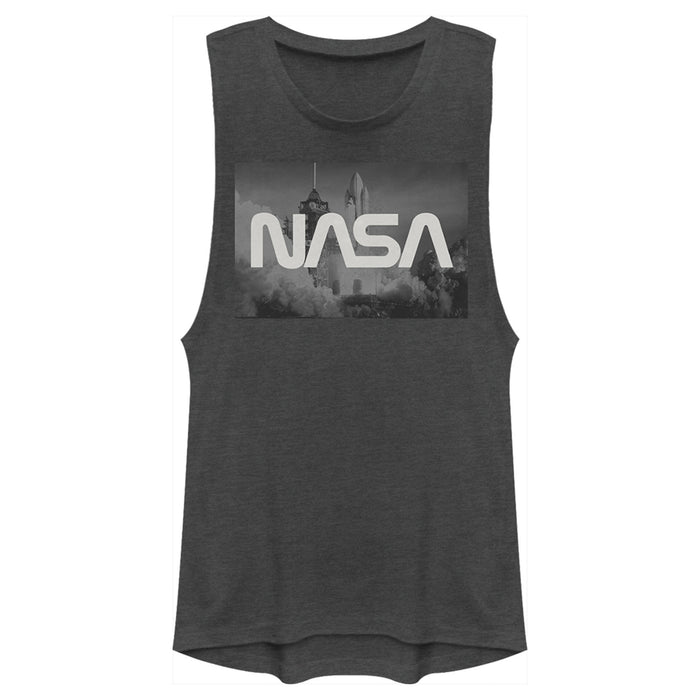 Fifth Sun Junior's NASA Space Shuttle Blast Off Text Over Lay Festival Muscle Tee