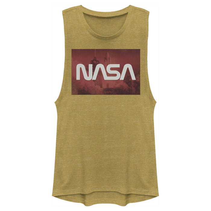 fifth sun Junior's NASA Space Shuttle Blast Off Text Over Lay Festival Muscle Tee