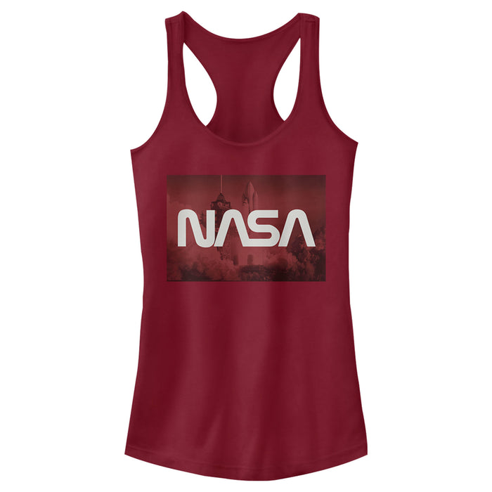 fifth sun Junior's NASA Space Shuttle Blast Off Text Over Lay Racerback Tank Top