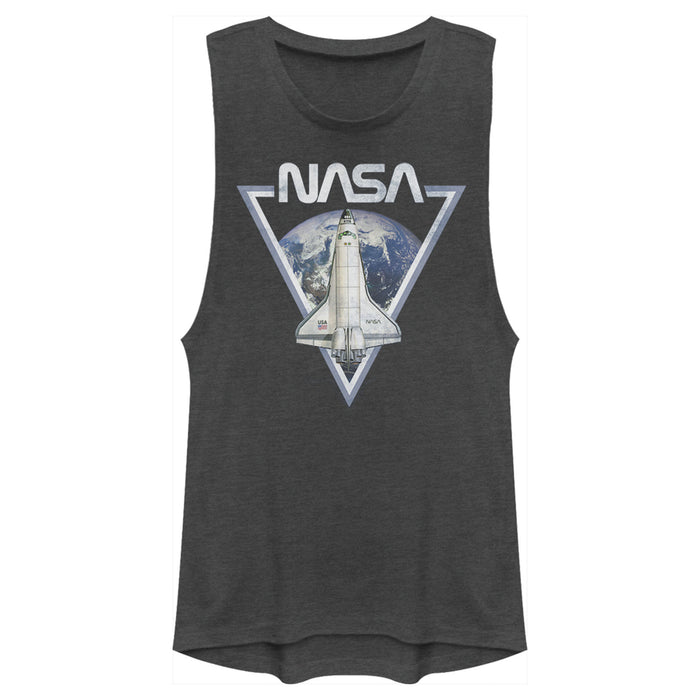fifth sun Junior's NASA Triangle Earth Logo Shuttle Flight Festival Muscle Tee