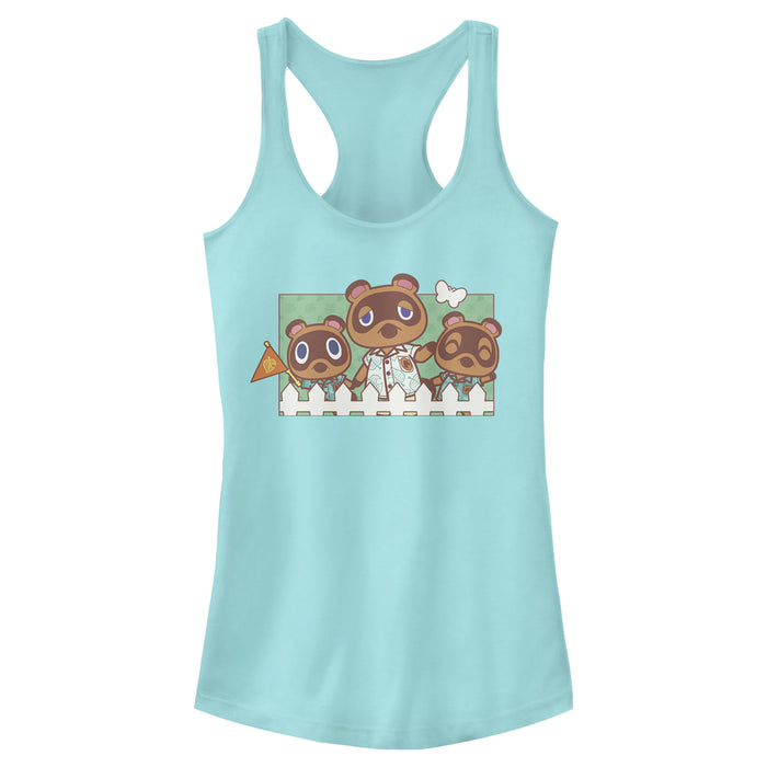 fifth sun Junior's Nintendo Animal Crossing Nook Family Portrait Racerback Tank Top