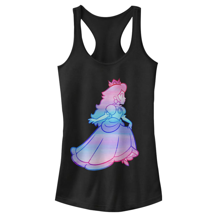 fifth sun Junior's Nintendo Princess Peach Rainbow Fade Racerback Tank Top
