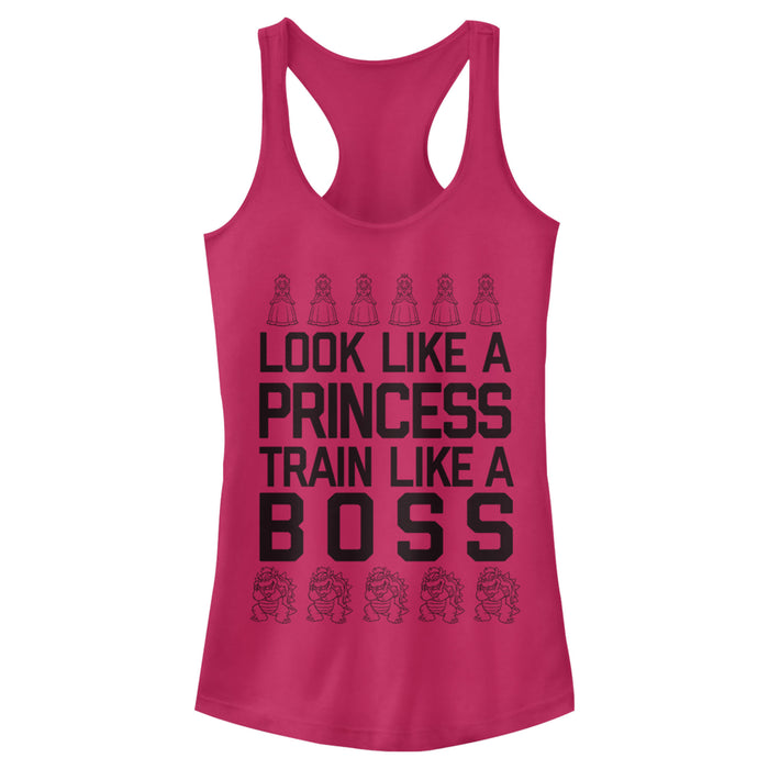 fifth sun Junior's Nintendo Princess Peach Train Like Boss Racerback Tank Top