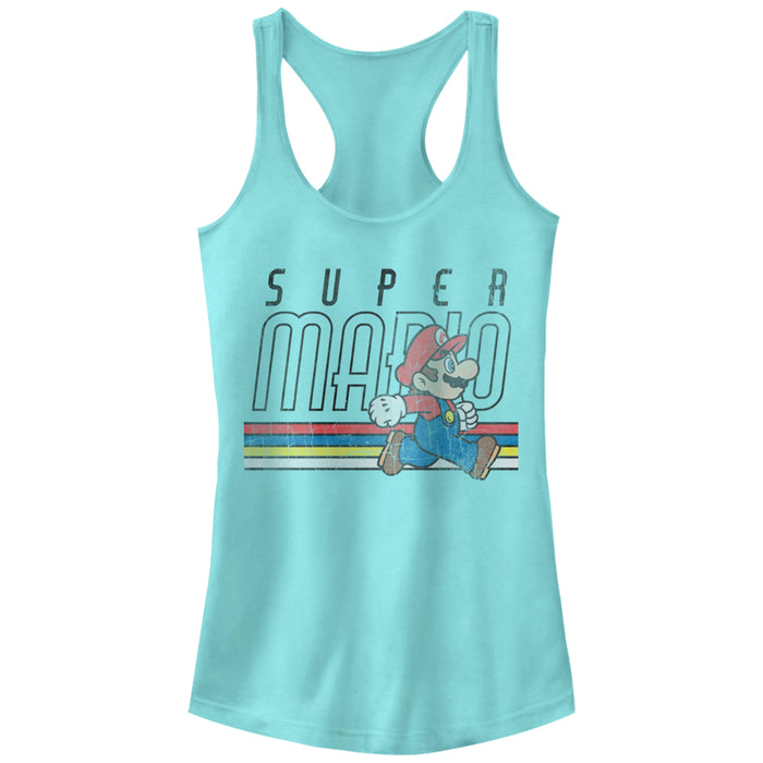 fifth sun Junior's Nintendo Super Mario Classic Stripes Racerback Tank Top