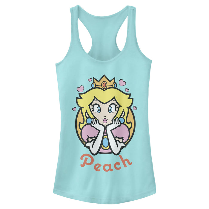 fifth sun Junior's Nintendo Super Mario Princess Peach Portrait Racerback Tank Top