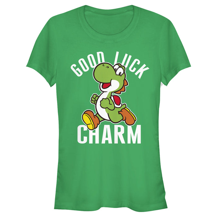 fifth sun Junior's Nintendo Super Mario Yoshi St. Patrick's Good Luck Charm T-Shirt