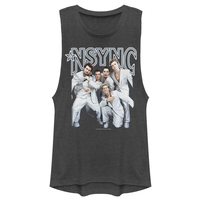 fifth sun Junior's NSYNC Iconic White Suits Festival Muscle Tee