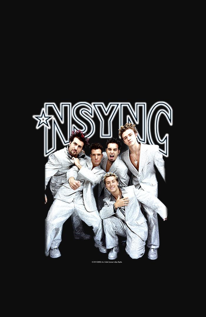 Fifth Sun Junior's NSYNC Iconic White Suits Racerback Tank Top