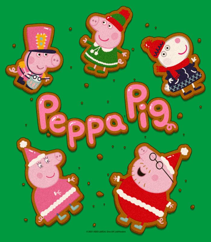 Fifth Sun Junior's Peppa Pig Christmas Gingerbread Cookie Characters T-Shirt