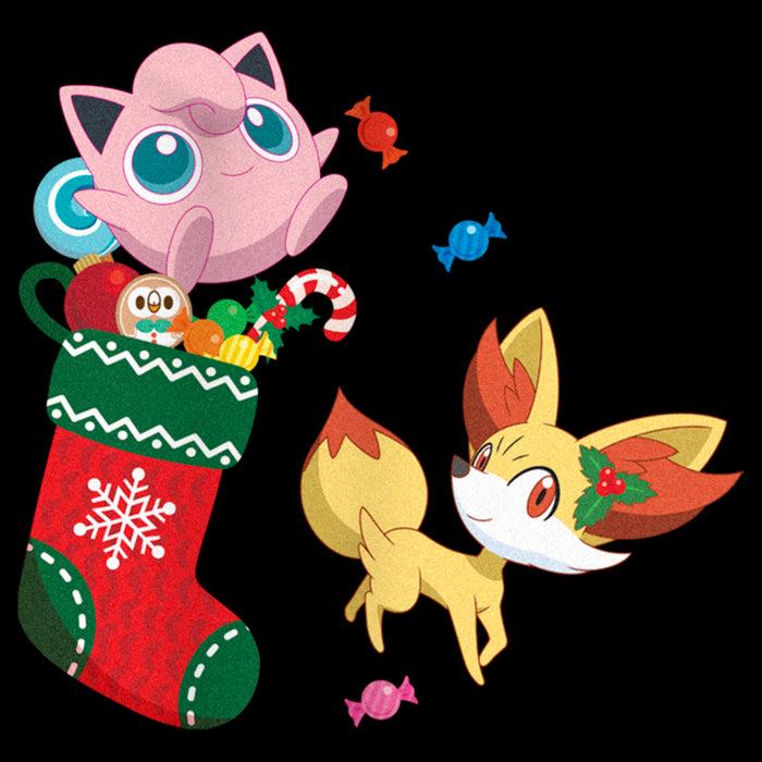 Fifth Sun Junior's Pokemon Christmas Jigglypuff And Fennekin Stocking Cowl Neck Sweatshirt