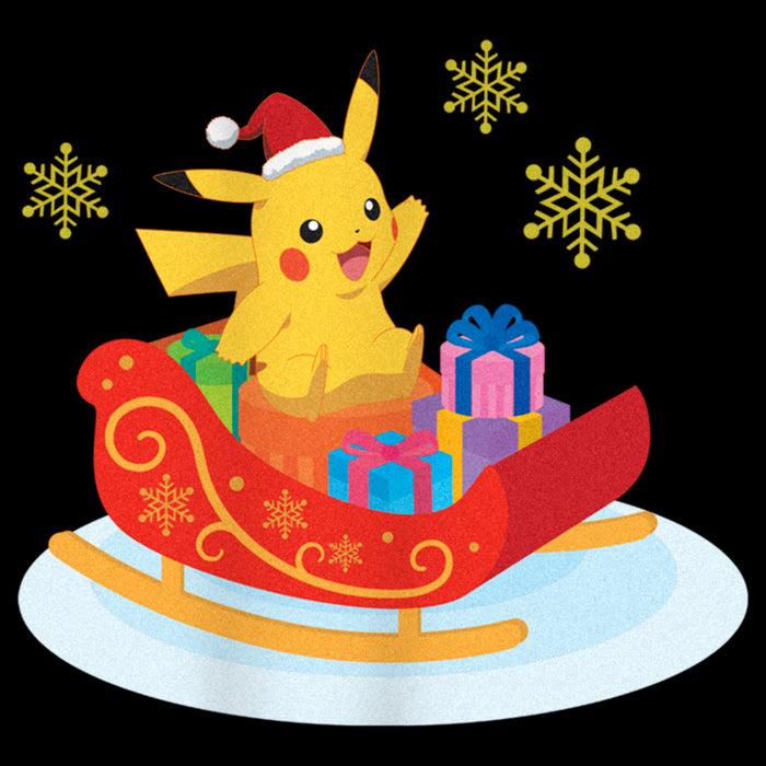 Fifth Sun Junior's Pokemon Christmas Pikachu Sleigh Cowl Neck Sweatshirt