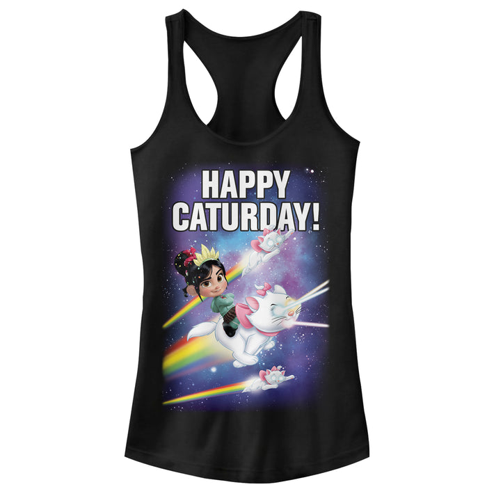 fifth sun Junior's Ralph Breaks the Internet Happy Caturday Racerback Tank Top
