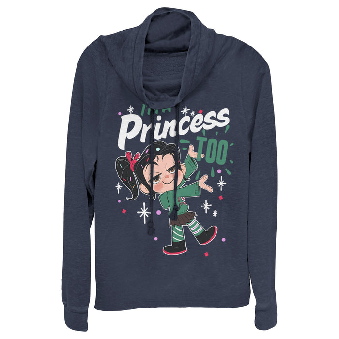 fifth sun Junior's Ralph Breaks the Internet Princess Vanellope Cowl Neck Sweatshirt