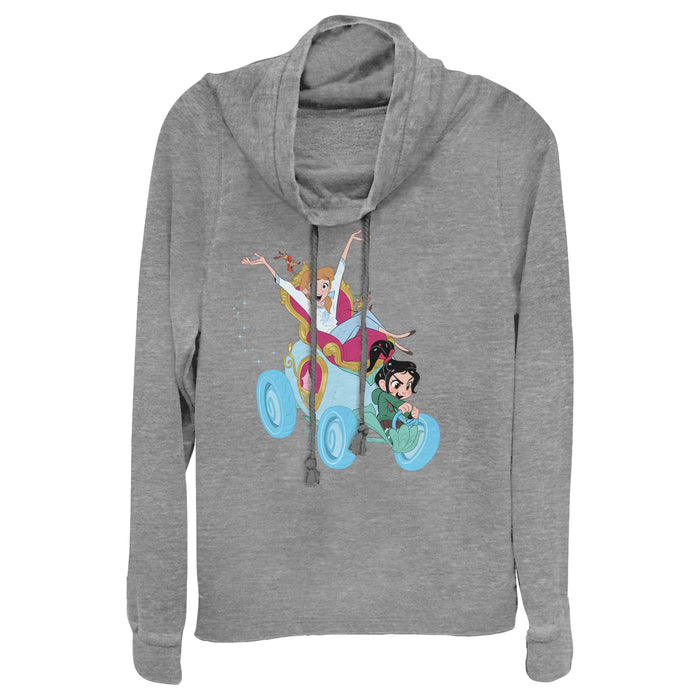 fifth sun Junior's Ralph Breaks the Internet Race Cowl Neck Sweatshirt