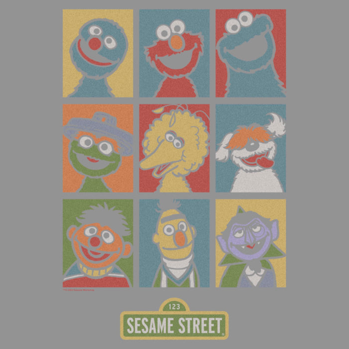 Fifth Sun Junior's Sesame Street 9 Panel Puppet Grid T-Shirt