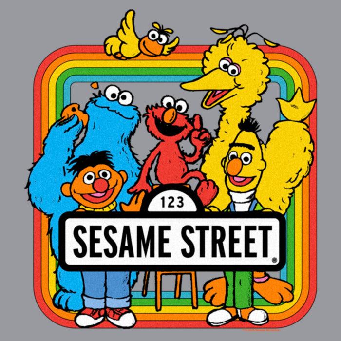 Fifth Sun Junior's Sesame Street Rainbow Box Group Portrait T-Shirt