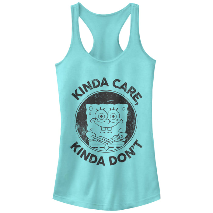 fifth sun Junior's SpongeBob SquarePants Kinda Care Kinda Don't Racerback Tank Top