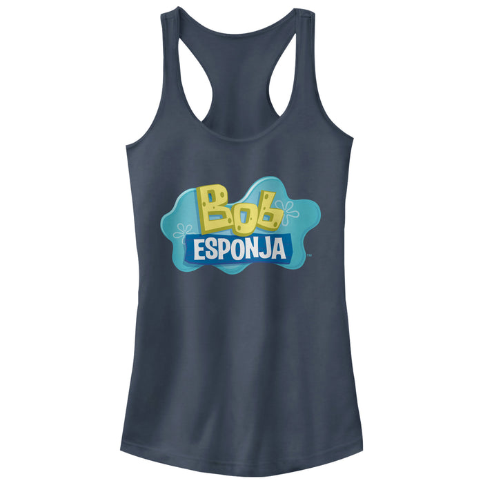 fifth sun Junior's SpongeBob SquarePants Spanish Logo Racerback Tank Top