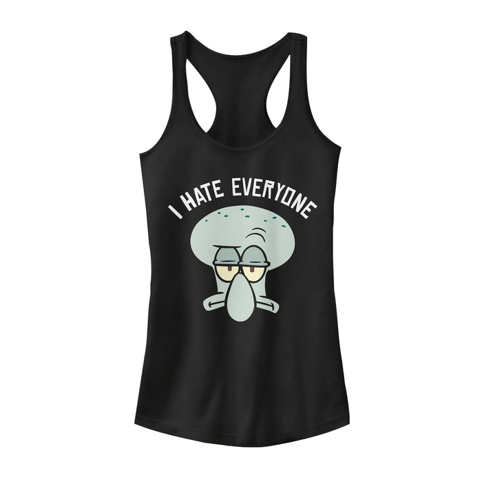 fifth sun Junior's SpongeBob SquarePants Squidward Hates Everyone Racerback Tank Top