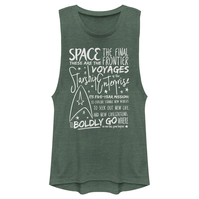 fifth sun Junior's Star Trek 5-Year Mission Text Festival Muscle Tee
