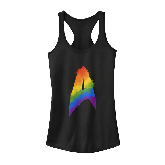 fifth sun Junior's Star Trek: Discovery Artistic Rainbow Starfleet Logo Racerback Tank Top
