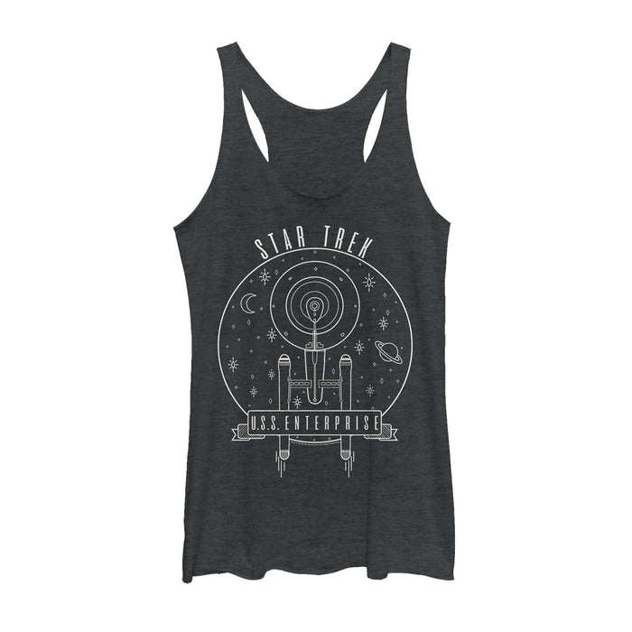 fifth sun Junior's Star Trek Enterprise Sleek Pattern Racerback Tank Top
