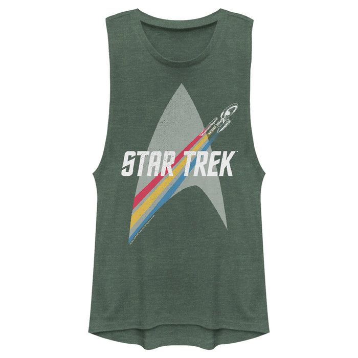 fifth sun Junior's Star Trek Enterprise Starfleet Rainbow Streak Festival Muscle Tee