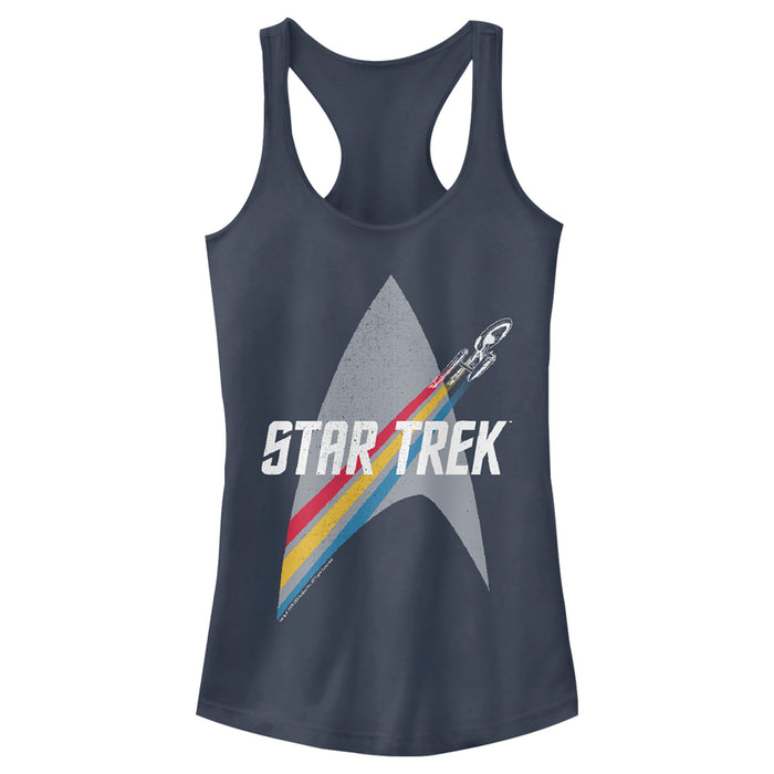fifth sun Junior's Star Trek Enterprise Starfleet Rainbow Streak Racerback Tank Top