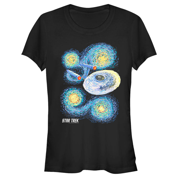 fifth sun Junior's Star Trek Starry Night USS Enterprise T-Shirt