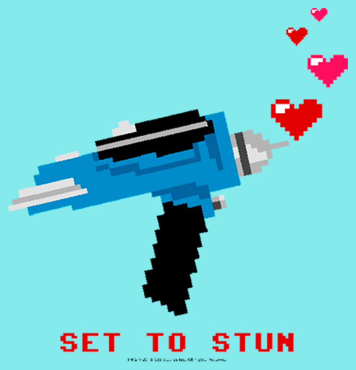 Fifth Sun Junior's Star Trek Valentine's Pixel Set Phasers To Stun Racerback Tank Top