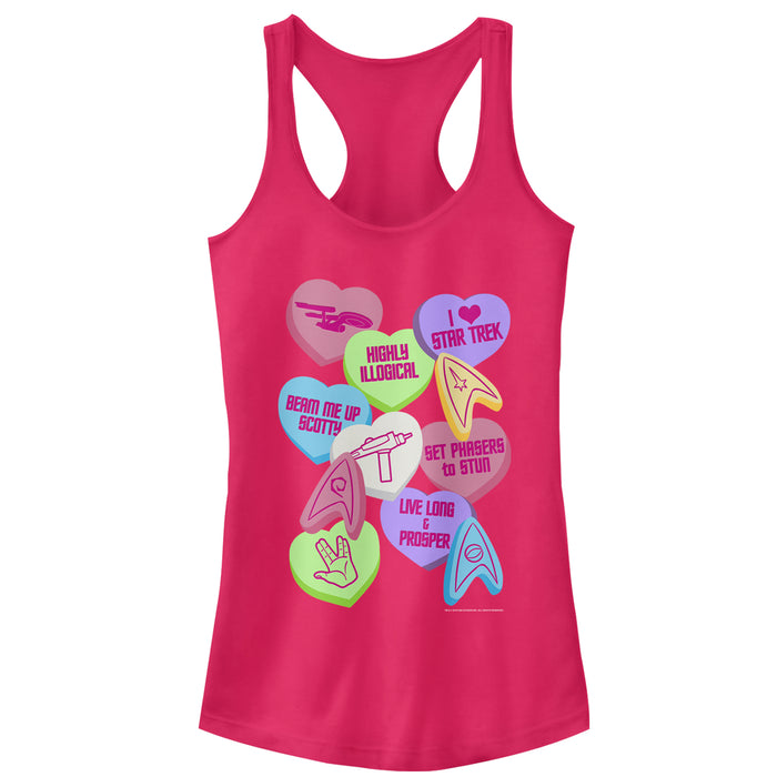 fifth sun Junior's Star Trek Valentine's Starfleet Candy Hearts Racerback Tank Top