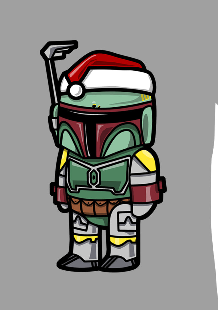 Fifth Sun Junior's Star Wars Boba Fett Santa Hat Cartoon T-Shirt