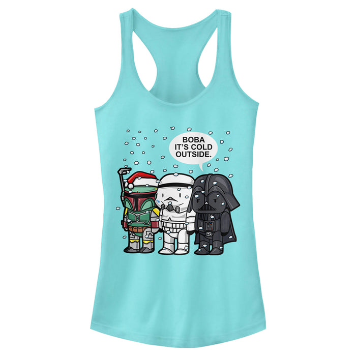 fifth sun Junior's Star Wars Christmas Boba It's Cold Outside Racerback Tank Top