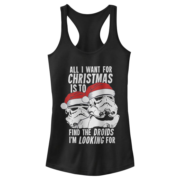 fifth sun Junior's Star Wars Christmas Droids Looking Wish Racerback Tank Top