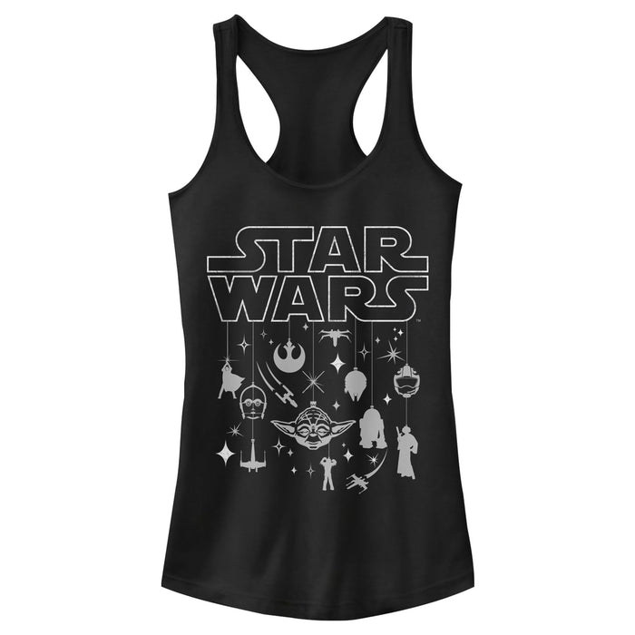 fifth sun Junior's Star Wars Christmas Logo Ornaments Racerback Tank Top