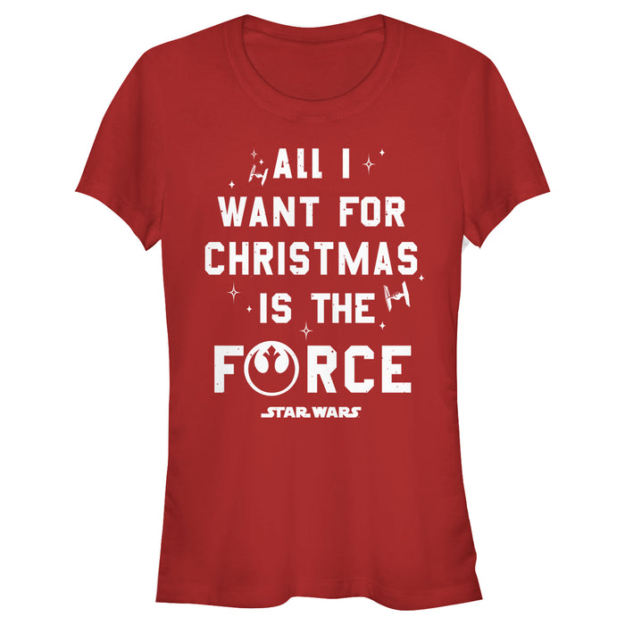 fifth sun Junior's Star Wars Christmas Want the Force T-Shirt