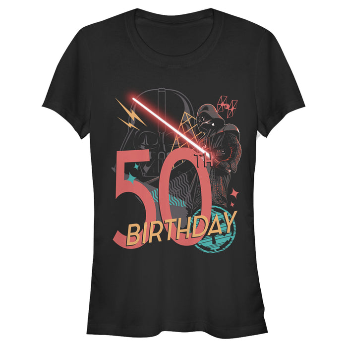 fifth sun Junior's Star Wars Darth Vader 50th Birthday Abstract Background T-Shirt