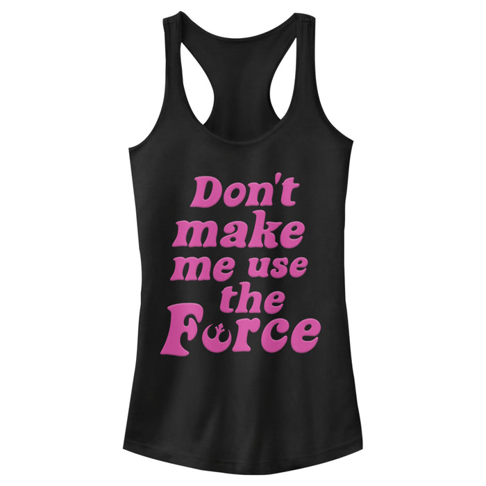 fifth sun Junior's Star Wars Don't Make Me Use the Force Racerback Tank Top