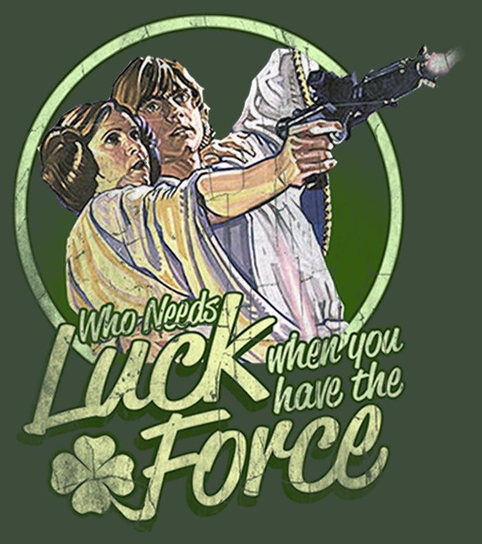 Fifth Sun Junior's Star Wars Luke St. Patrick's Day Who Needs Luck When You Have The Force Festival Muscle Tee