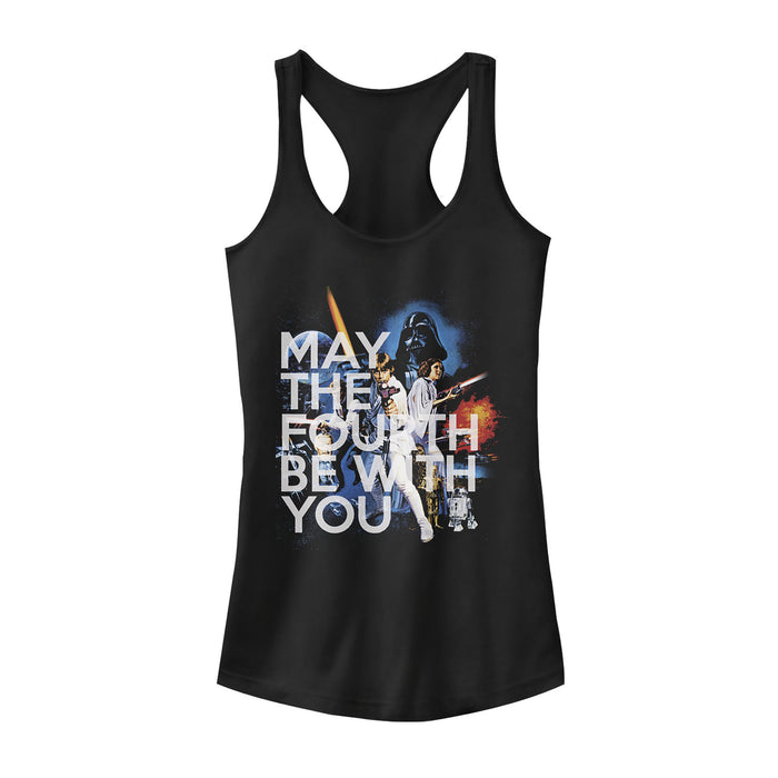 fifth sun Junior's Star Wars May the Fourth Classic Scene Racerback Tank Top