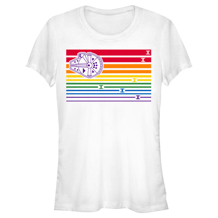 fifth sun Junior's Star Wars Millennium Falcon Pride Flag T-Shirt