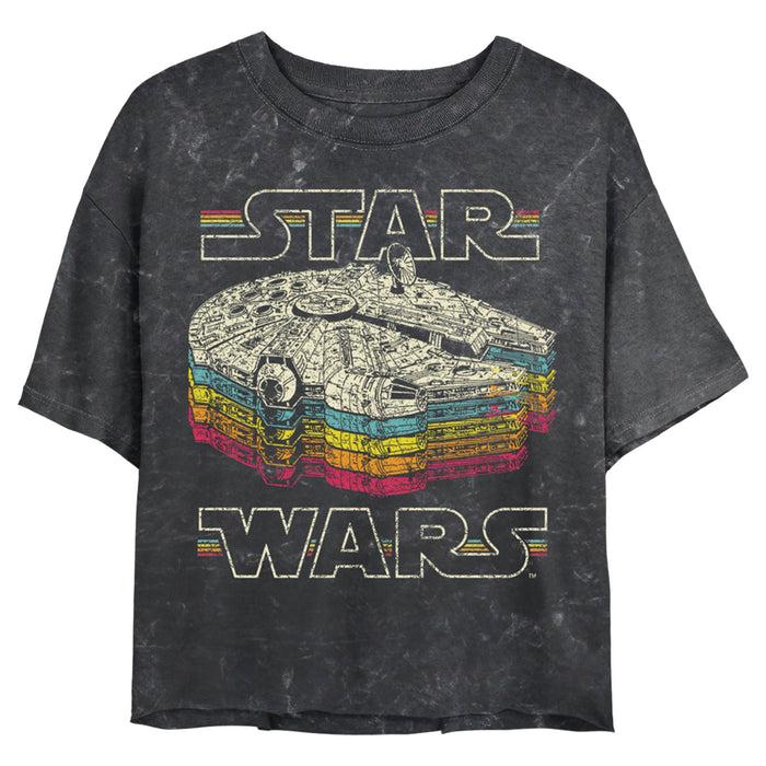 fifth sun Junior's Star Wars Millennium Falcon Retro Rainbow Stack T-Shirt