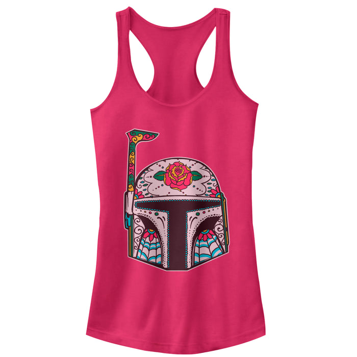 fifth sun Junior's Star Wars Rose Sugar Skull Boba Fett Racerback Tank Top